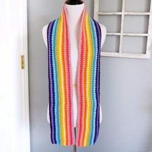 Rainbow Pride Gradient Crochet Scarf